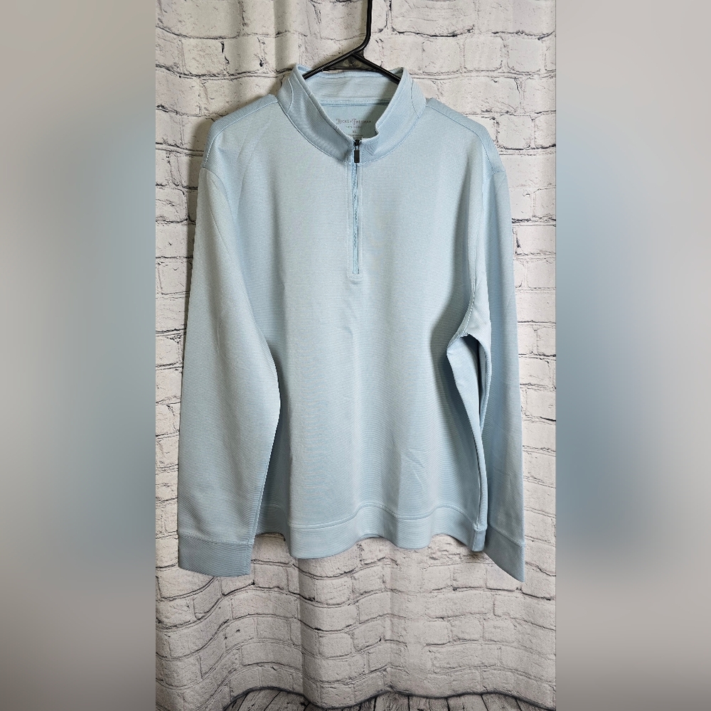 Hickey Freeman Men's Light Blue‎ Quarter-Zip Sweater Size XL